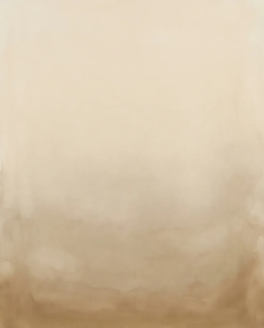 Mirei Osada, Umber Wash: diluted raw umber washes settling toward the bottom edge of a pale field
